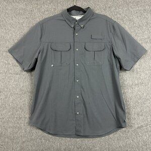 UB Tech M Gray Outdoor Shirt Vented Button Up Hiking Fishing Lightweight Top